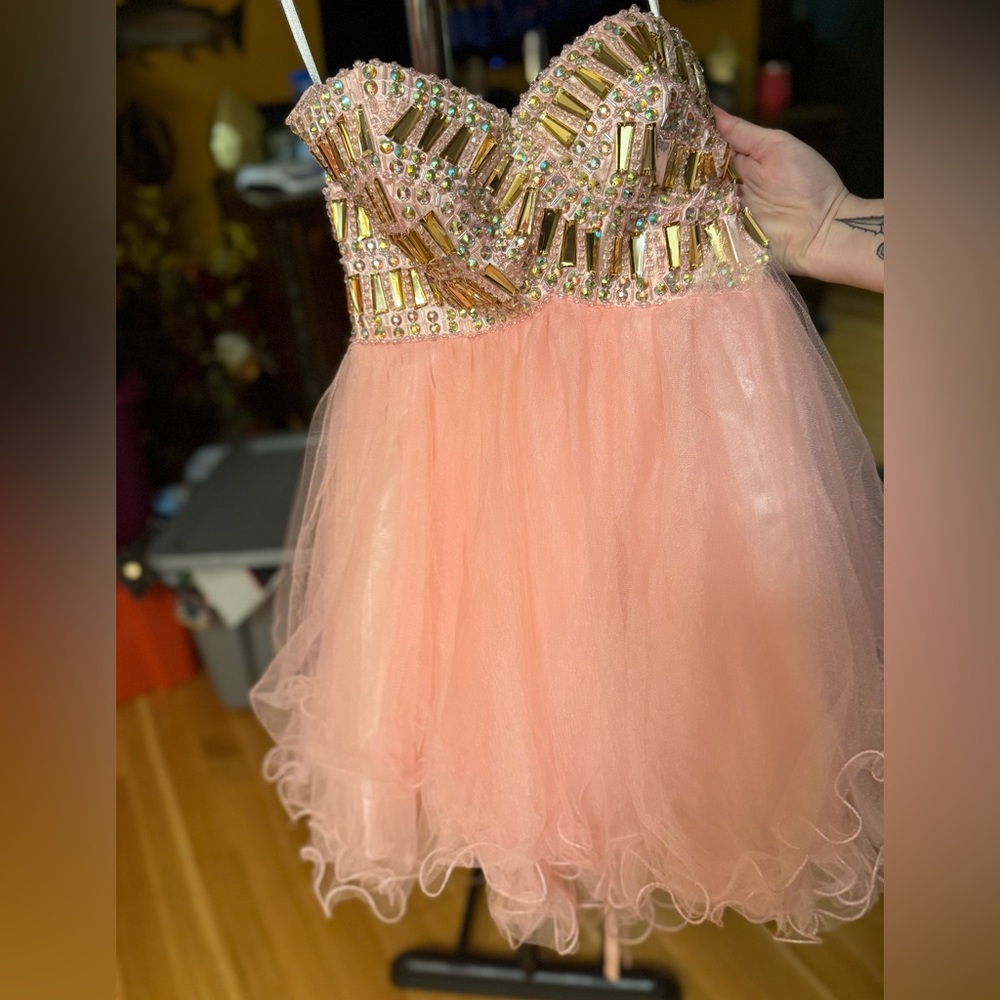 Pink Jeweled Strapless Dress
